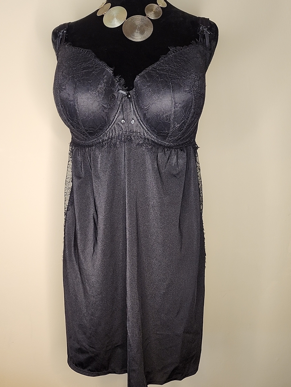 Ashley Graham 3X Satin Lace Babydoll Lingerie Underwire Plus Size